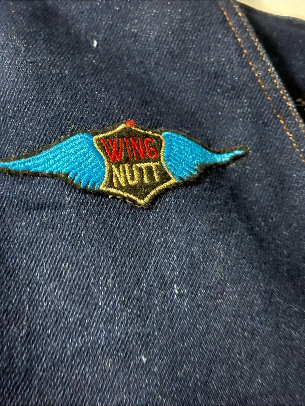 Vintage Navy Denim Vest with Blue Wing Patch